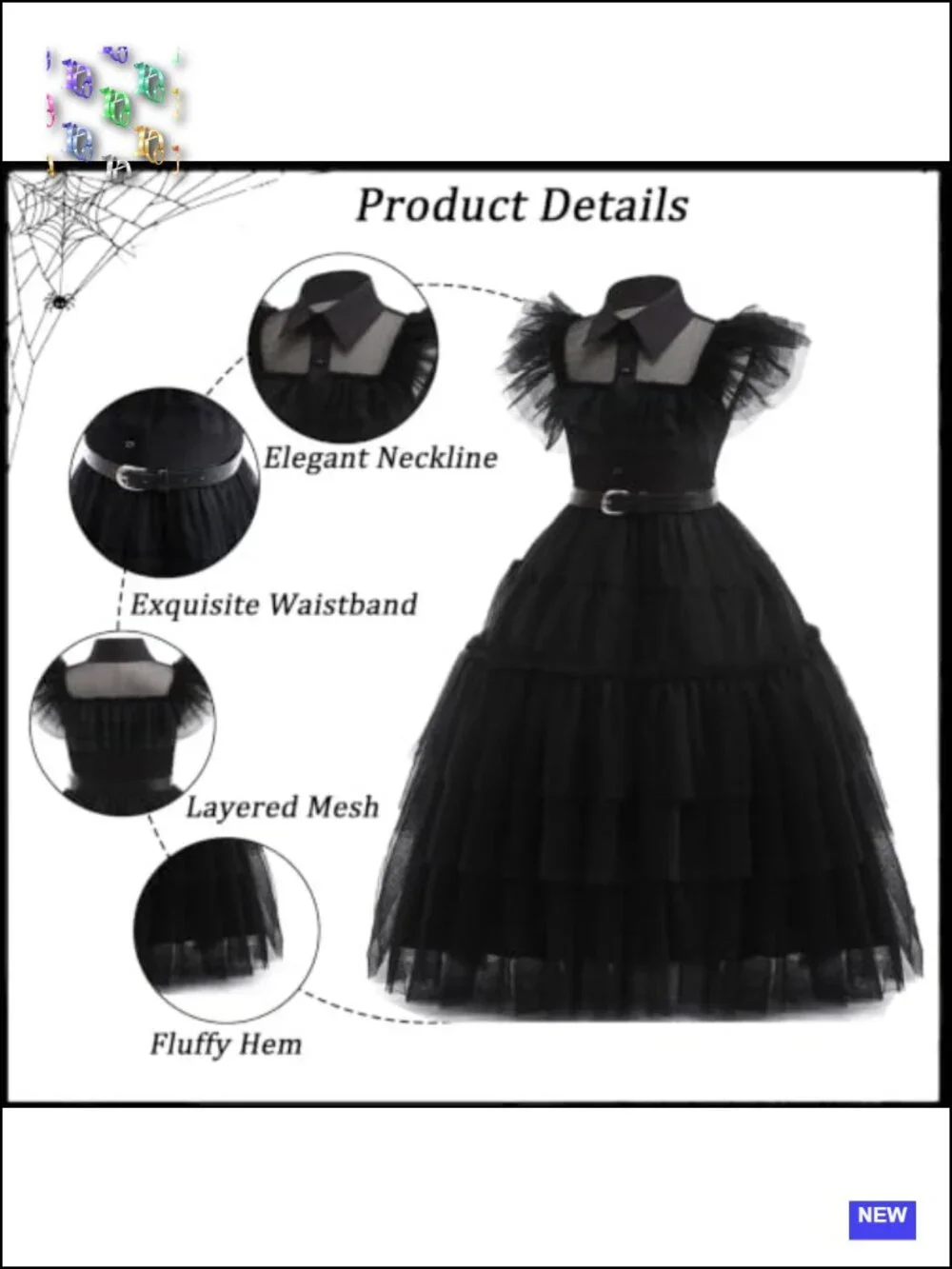 Kids Princess Halloween Costume Dress with Wig & Accessories